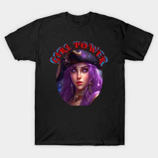 Girl power, violet eyed female pirate T-Shirt